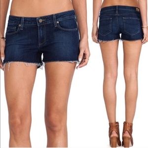 PAIGE Catalina Denim Jean Frayed Raw Hem Shorts 26